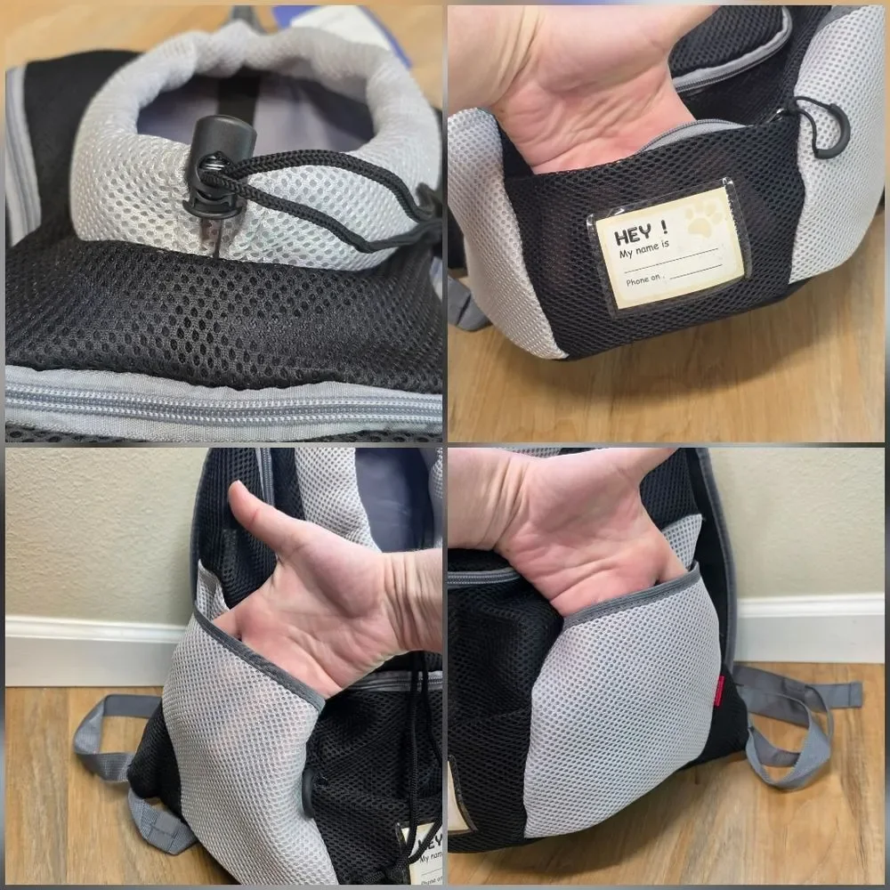 🔸️NWT Gray & Black Breathable Small Pet Travel Carrier Backpack